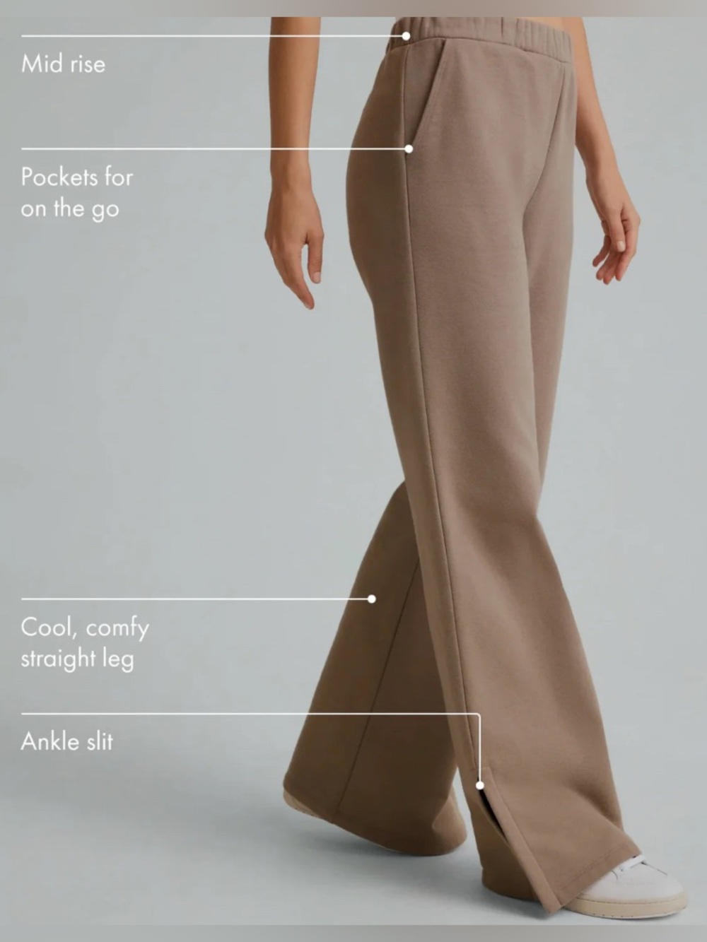 Beyond Yoga Open Ended Mid Rise Wide Leg Pant - Desert Sand Beige: M - Picture 5 of 9